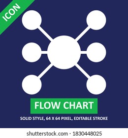 flow chart icon solid style on white background. chart and diagram  vector illustration. base 64 x 64 pixels. expanded.	