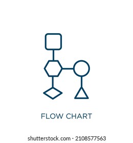 Flow Chart Icon. Thin Linear Flow Chart Outline Icon Isolated On White Background. Line Vector Flow Chart Sign, Symbol For Web And Mobile