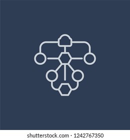 Flow chart icon. Trendy flat vector line Flow chart icon on dark blue background from Business and analytics collection. 