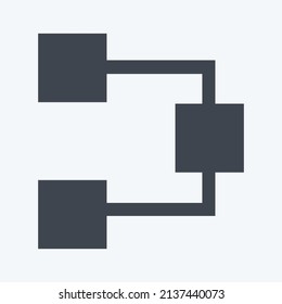 Flow Chart Icon in trendy glyph style isolated on soft blue background