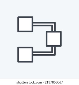 Icono de diagrama de flujo en estilo de línea de moda aislado en fondo azul suave