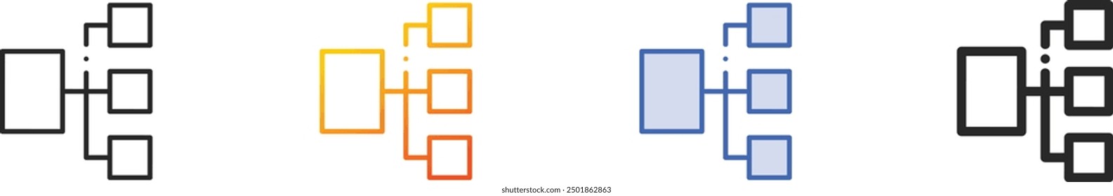 flow chart icon.Thin Linear, Gradient, Blue Stroke and bold Style Design Isolated On White Background