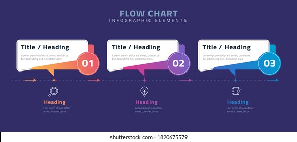 Flow chart infographic elements on blue background with three banner options