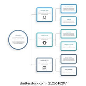Flow chart infographic template with nodes and arrows, process diagram, organization structure template, vector eps10 illustration