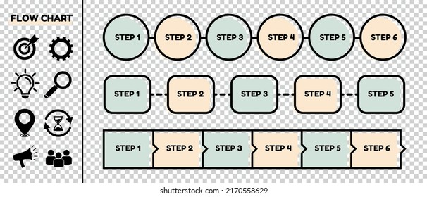 Flow Chart Infographic Templates And Bonus Business Icons - Different Vector Illustrations Isolated On Transparent Background