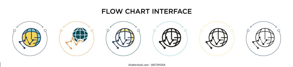 Flow chart interface icon in filled, thin line, outline and stroke style. Vector illustration of two colored and black flow chart interface vector icons designs can be used for mobile, ui, web