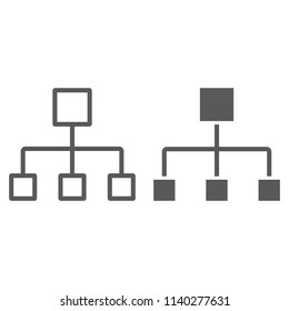 Flow Chart Line And Glyph Icon, Data And Analytics, Diagram Sign, Vector Graphics, A Linear Pattern On A White Background, Eps 10.