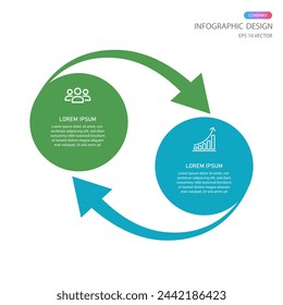 flow chart Minimal infographic design with icons and 2 steps for process diagrams, presentations, workflow layouts, banners, flow charts, data graphs.