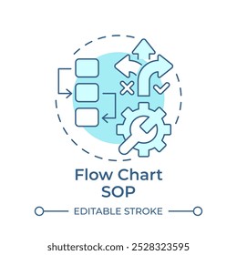 Flow chart sop soft blue concept icon. Hierarchy structure, task list. Process flow. Round shape line illustration. Abstract idea. Graphic design. Easy to use in infographic, presentation