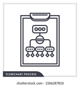 Flow chart Vector Icon. Flat Pixel Perfect Flowchart Linear Icon. Artificial intelligence learning system outline Icon Concept