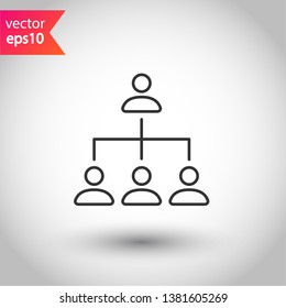 Flow chart vector sign. Organization chart vector icon. Company structure flat icon. Hierarchy symbol. EPS 10