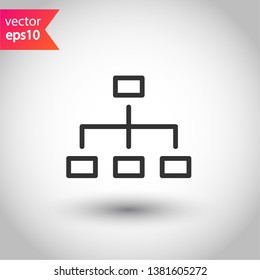 Flow chart vector sign. Organization chart vector icon. Company structure flat icon. Hierarchy symbol. EPS 10