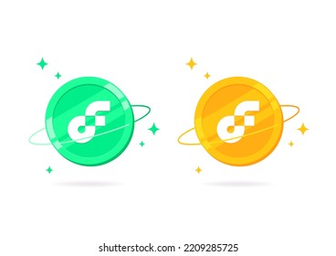 Icono plano de la moneda de flujo aislado en fondo blanco.
