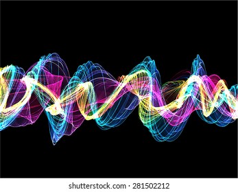 Flow colorful on black background. Vector version