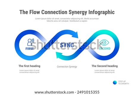 Flow Connection Synergy Infographic presentation template, concept for join, together, link, unify, synchronize, coordinate, etc.