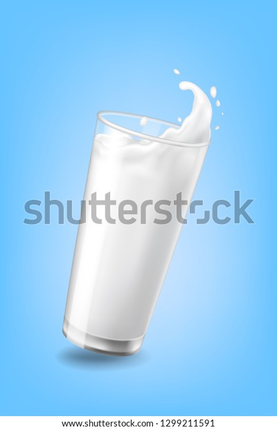 フロー牛乳クラウン跳ね上げカップガラス青の背景ベクターイラスト のベクター画像素材 ロイヤリティフリー