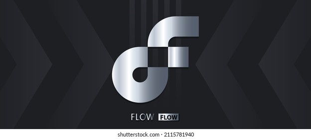 FLOW Cryptocurrency symbol vector illustration. Block chain based technology background with crypto logo design. 