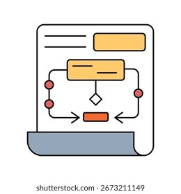 Flow Diagram icon with white background vector stock illustration