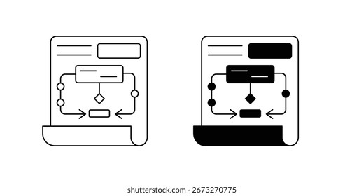 Diagrama de flujo conjunto icono con fondo blanco Vector ilustración de stock