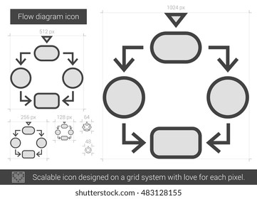 Icono de línea vectorial de diagrama de flujo aislado en fondo blanco. Icono de línea de diagrama de flujo para infografía, sitio web o aplicación. Icono escalable diseñado en un sistema de cuadrícula.