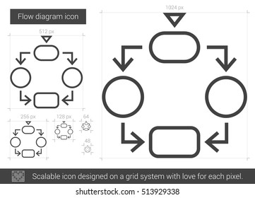 Icono de línea vectorial de diagrama de flujo aislado en fondo blanco. Icono de línea de diagrama de flujo para infografía, sitio web o aplicación. Icono escalable diseñado en un sistema de cuadrícula.
