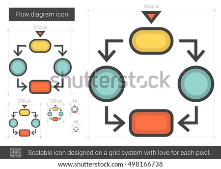Flow diagram vector line icon isolated on white background. Flow diagram line icon for infographic, website or app. Scalable icon designed on a grid system.