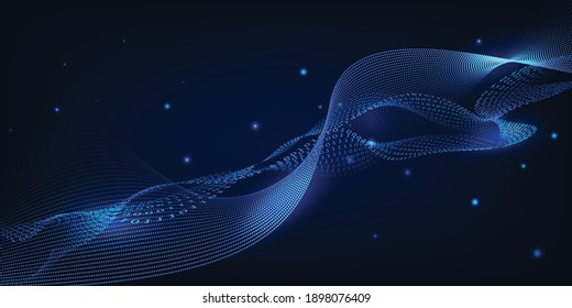 Flow of digital data cyberspace world abstract blue futuristic background banner and wallpapers.Vector illustrations.