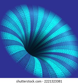 The flow of digital information. Vector illustration of a digital funnel with information flow. Sketch for creativity.