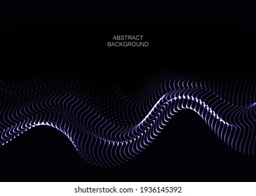 Flow of dots Abstract background wavy flow of particles on a dark background