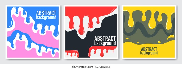 Flow down flat in line art style. Line art. Abstract liquid shapes background. Smooth geometric shapes. Square banner design. Vector illustration. 