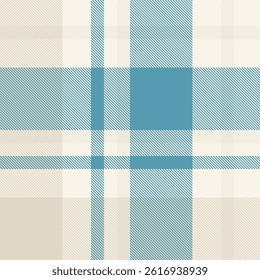 Flow fabric texture vector, pillow background seamless check. Valentine plaid tartan pattern textile in old lace and cyan colors palette.