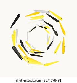 Flow Fishes in Circle  Cartoon Flat Vector Illustration Isolated