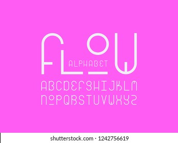 Flow font. Vector alphabet letters. Typeface design. 