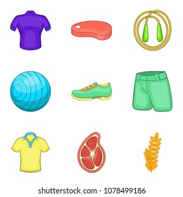 Flow of force icons set. Cartoon set of 9 flow of force vector icons for web isolated on white background