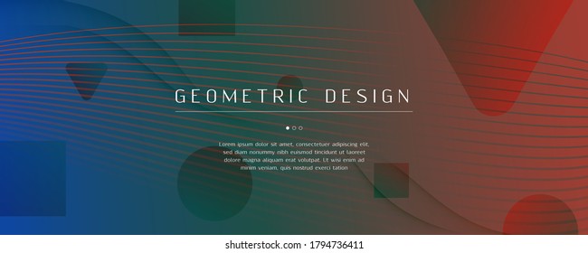 Flow Geometric Abstract. Wave Gradient Lines Background. Red Digital Banner. Graphic Futuristic Website. Fluid Layout. 3d Vector Movement. Dynamic Geometric Abstract. Curve Shapes.