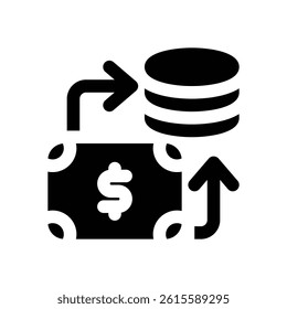 flow glyph icon. Strong and solid vector icon for websites, mobile interfaces, presentations, and visual branding. High quality and easy to edit.