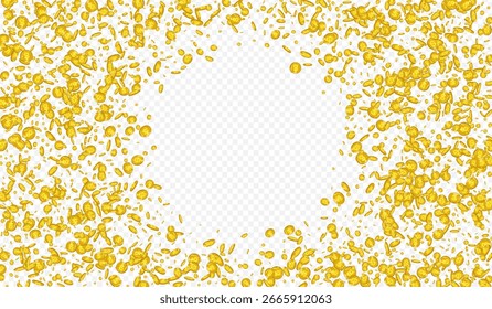 Fondo transparente del Vector del efectivo del oro del flujo. Folleto de Golden Finance Rich. Plantilla de divisas brillante. Tarjeta de Jackpot Monetario.