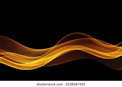 The flow of a golden wave on a black background.