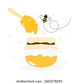 El flujo de miel del peine de miel con abejas y flujo líquido diferente.ilustración vectorial e icono
