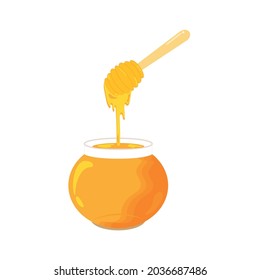 The flow of honey from the honeycomb with bees and different liquid flow.vector illustration and icon.