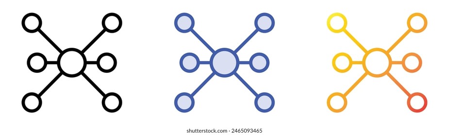 icono de flujo. Diseño de estilo de relleno lineal, azul y degradado aislado sobre fondo blanco