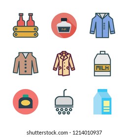 flow icon set. vector set about coat, shower, milk and ink icons set.