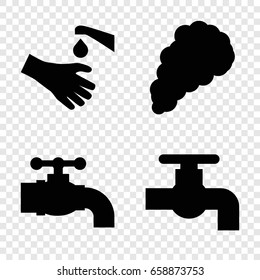 Flow icons set. set of 4 flow filled icons such as tap, hands washing