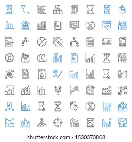 flow icons set. Collection of flow with chart, bar chart, hourglass, structure, faucet, line chart, lake, tap, file, heater, wave, files, wiper. Editable and scalable flow icons.
