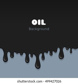 Flow ink drops. Splash oil flowing and drip. Splatter and droplet of black liquid. Abstract stain and blob of paint - vector desin element. Illustration isolated on white background.