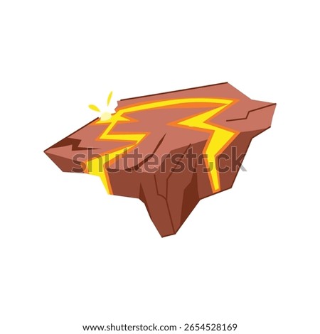 flow lava platform cartoon. vent caldera, fissure tectonic, crust mantle flow lava platform sign. isolated symbol vector illustration