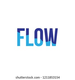 FLOW letter with blue water wave logo design vector