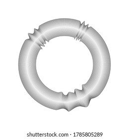 Líneas de flujo en forma circular . Ilustración de vectores redondeados craqueados. Ronda de tecnología. Logotipo de onda . Elemento de diseño. Resumen Forma geométrica .