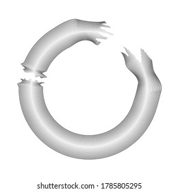 Flow lines in Circle Form . Cracked round Vector Illustration .Technology round. Wave Logo . Design element . Abstract Geometric shape .