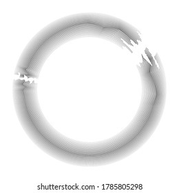 Flow lines in Circle Form . Cracked round Vector Illustration .Technology round. Wave Logo . Design element . Abstract Geometric shape .